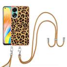 For OPPO A78 4G Electroplating Dual-side IMD Phone Case with Lanyard(Leopard Print) - 2