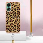 For OPPO A78 4G Electroplating Dual-side IMD Phone Case with Lanyard(Leopard Print) - 3