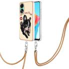 For OPPO A78 4G Electroplating Dual-side IMD Phone Case with Lanyard(Lucky Dog) - 1