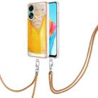 For OPPO A78 4G Electroplating Dual-side IMD Phone Case with Lanyard(Draft Beer) - 1