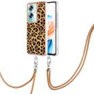 For OPPO A79 5G Global Electroplating Dual-side IMD Phone Case with Lanyard(Leopard Print) - 1