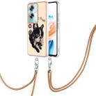 For OPPO A79 5G Global Electroplating Dual-side IMD Phone Case with Lanyard(Lucky Dog) - 1