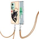 For OPPO Reno11 5G Global Electroplating Dual-side IMD Phone Case with Lanyard(Lucky Dog) - 1