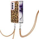 For OPPO Reno12 Pro Global Electroplating Dual-side IMD Phone Case with Lanyard(Leopard Print) - 1