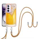 For OPPO Reno12 Pro Global Electroplating Dual-side IMD Phone Case with Lanyard(Draft Beer) - 2