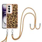 For OPPO Reno12 Global Electroplating Dual-side IMD Phone Case with Lanyard(Leopard Print) - 2