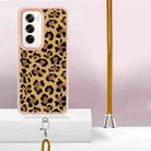 For OPPO Reno12 Global Electroplating Dual-side IMD Phone Case with Lanyard(Leopard Print) - 3