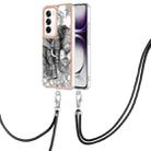 For OPPO Reno12 Global Electroplating Dual-side IMD Phone Case with Lanyard(Totem Elephant) - 1