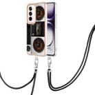 For OPPO Reno12 Global Electroplating Dual-side IMD Phone Case with Lanyard(Retro Radio) - 1