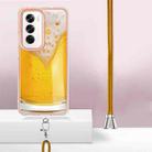 For OPPO Reno12 Global Electroplating Dual-side IMD Phone Case with Lanyard(Draft Beer) - 3