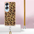 For OPPO A60 Electroplating Dual-side IMD Phone Case with Lanyard(Leopard Print) - 3
