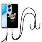 For OPPO A60 Electroplating Dual-side IMD Phone Case with Lanyard(Natural Growth) - 2