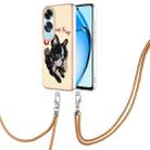 For OPPO A60 Electroplating Dual-side IMD Phone Case with Lanyard(Lucky Dog) - 1