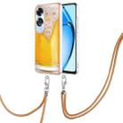 For OPPO A60 Electroplating Dual-side IMD Phone Case with Lanyard(Draft Beer) - 1