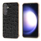 For Samsung Galaxy S23 FE 5G Genuine Leather Ostrich Texture Series Nano Plating Phone Case(Black) - 1