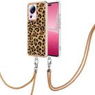 For Xiaomi 13 Lite 5G Electroplating Dual-side IMD Phone Case with Lanyard(Leopard Print) - 1