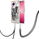 For Xiaomi 13 Lite 5G Electroplating Dual-side IMD Phone Case with Lanyard(Totem Elephant) - 1