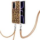 For Xiaomi Poco F5 Pro 5G / Redmi K60 Electroplating Dual-side IMD Phone Case with Lanyard(Leopard Print) - 1