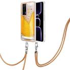 For Xiaomi Poco F5 Pro 5G / Redmi K60 Electroplating Dual-side IMD Phone Case with Lanyard(Draft Beer) - 1