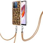 For Xiaomi Redmi 12C / 11A 4G Electroplating Dual-side IMD Phone Case with Lanyard(Leopard Print) - 1