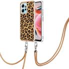 For Xiaomi Redmi Note 12 4G Electroplating Dual-side IMD Phone Case with Lanyard(Leopard Print) - 1