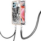 For Xiaomi Redmi Note 12 4G Electroplating Dual-side IMD Phone Case with Lanyard(Totem Elephant) - 1