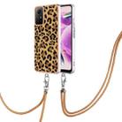 For Xiaomi Redmi Note 12S 4G Electroplating Dual-side IMD Phone Case with Lanyard(Leopard Print) - 1