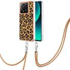For Xiaomi 13T/13T Pro Electroplating Dual-side IMD Phone Case with Lanyard(Leopard Print) - 1