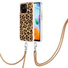For Xiaomi Redmi 10C Electroplating Dual-side IMD Phone Case with Lanyard(Leopard Print) - 1