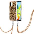 For Xiaomi Redmi A1 Electroplating Dual-side IMD Phone Case with Lanyard(Leopard Print) - 1