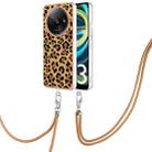 For Xiaomi Redmi A3 Electroplating Dual-side IMD Phone Case with Lanyard(Leopard Print) - 1