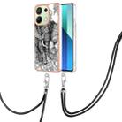 For Xiaomi Redmi Note 13 4G Global Electroplating Dual-side IMD Phone Case with Lanyard(Totem Elephant) - 1