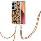 For Xiaomi Redmi Note 13 Pro 4G Global Electroplating Dual-side IMD Phone Case with Lanyard(Leopard Print) - 1