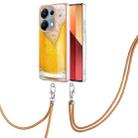 For Xiaomi Poco M6 Pro 4G Electroplating Dual-side IMD Phone Case with Lanyard(Draft Beer) - 1