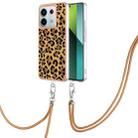 For Xiaomi Redmi Note 13 Pro 5G Global Electroplating Dual-side IMD Phone Case with Lanyard(Leopard Print) - 1