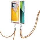 For Xiaomi Redmi Note 13 Pro 5G Global Electroplating Dual-side IMD Phone Case with Lanyard(Draft Beer) - 1