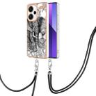 For Xiaomi Redmi Note 13 Pro+ 5G Electroplating Dual-side IMD Phone Case with Lanyard(Totem Elephant) - 1