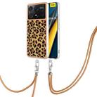 For Xiaomi Poco X6 Pro Electroplating Dual-side IMD Phone Case with Lanyard(Leopard Print) - 1