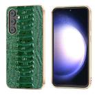 For Samsung Galaxy S23 FE 5G Genuine Leather Weilai Series Nano Electroplating Phone Case(Green) - 1