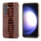 For Samsung Galaxy S23 FE 5G Genuine Leather Weilai Series Nano Electroplating Phone Case(Coffee) - 1