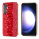 For Samsung Galaxy S23 FE 5G Genuine Leather Weilai Series Nano Electroplating Phone Case(Red) - 1