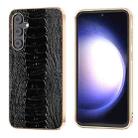 For Samsung Galaxy S23 FE 5G Genuine Leather Weilai Series Nano Electroplating Phone Case(Black) - 1