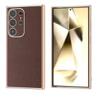 For Samsung Galaxy S24 Ultra 5G Genuine Leather Xiaoya Series Nano Plating Phone Case(Coffee) - 1