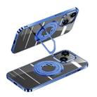 For iPhone 15 MagSafe Magnetic Holder Plating PC Phone Case(Blue) - 1