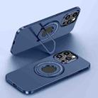 For iPhone 15 Pro Matte Magsafe Magnetic Phone Case with Trolley Holder(Dark Blue) - 1
