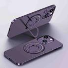 For iPhone 15 Plus Matte Magsafe Magnetic Phone Case with Trolley Holder(Night Purple) - 1