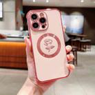 For iPhone 15 Pro Electroplate Side Roses Flower MagSafe Phone Case(Pink) - 1