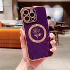 For iPhone 15 Pro Electroplate Side Roses Flower MagSafe Phone Case(Dark Purple) - 1