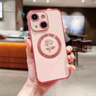 For iPhone 15 Electroplate Side Roses Flower MagSafe Phone Case(Pink) - 1