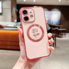 For iPhone 12 Electroplate Side Roses Flower MagSafe Phone Case(Pink) - 1